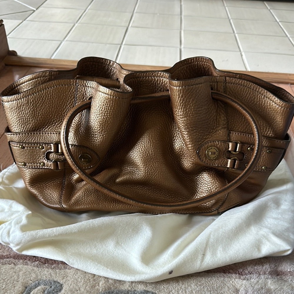 Elegant Cole Haan Bronze Leather Tote Bag
